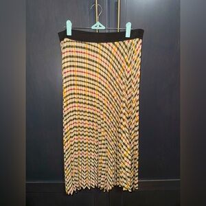 Plaid Pleated Skirt - Black, Yellow, Red